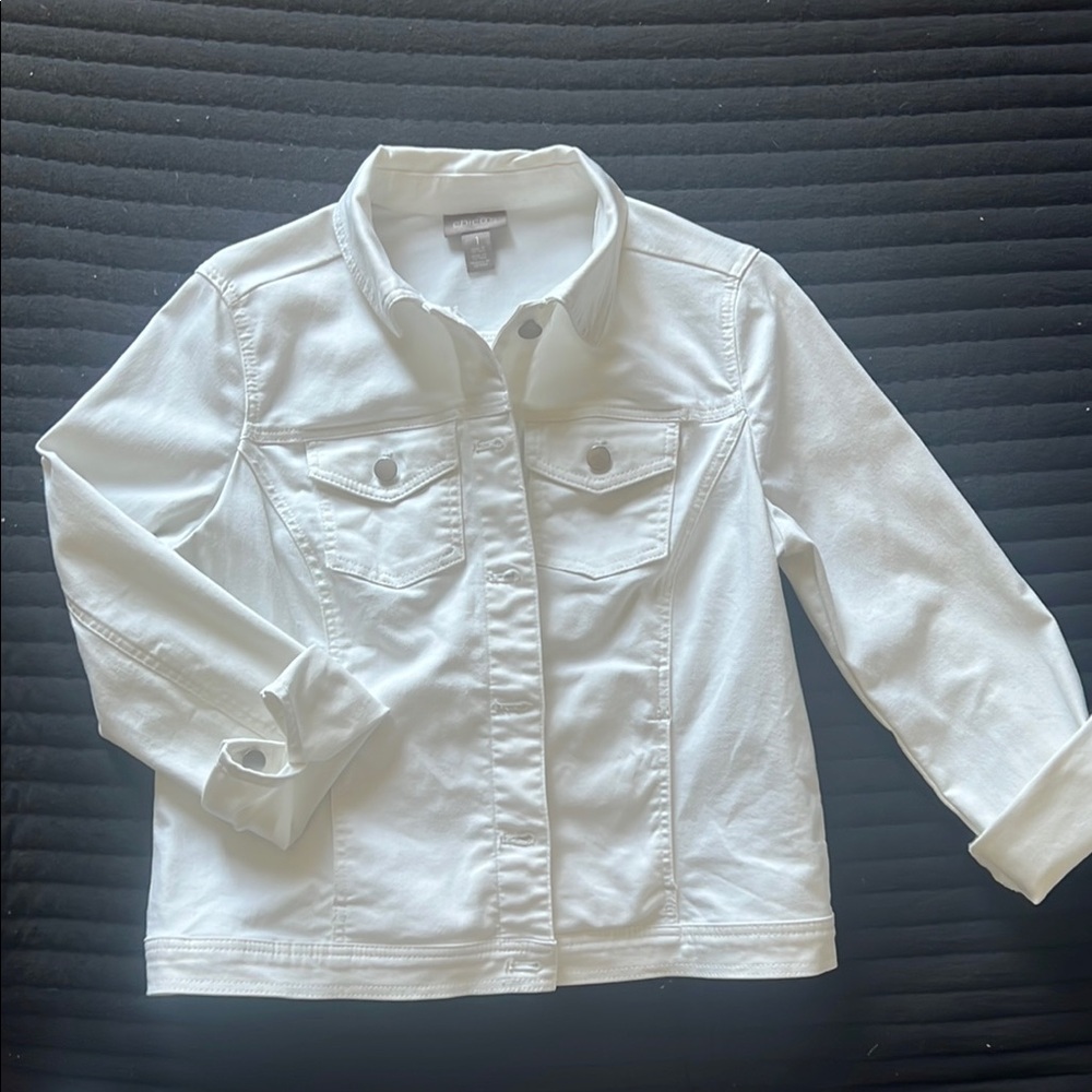 Chico's White Jean Jacket Crisp Minimalist Design
